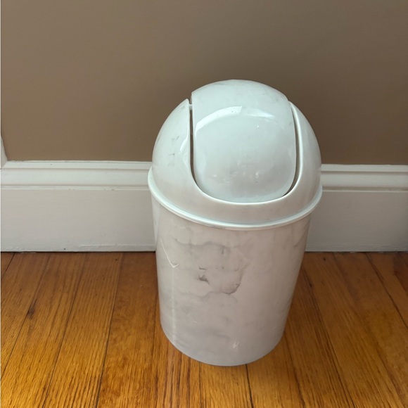 Other - Umbra White marble look plastic Trash Can with Swing Lid